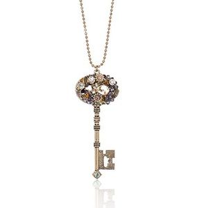NEW Betsey Johnson Woven Cluster Key Long Pendant Necklace, 31''